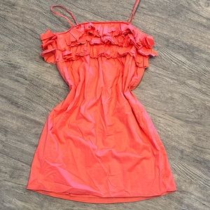 J Crew Neon Dress With Ruffles